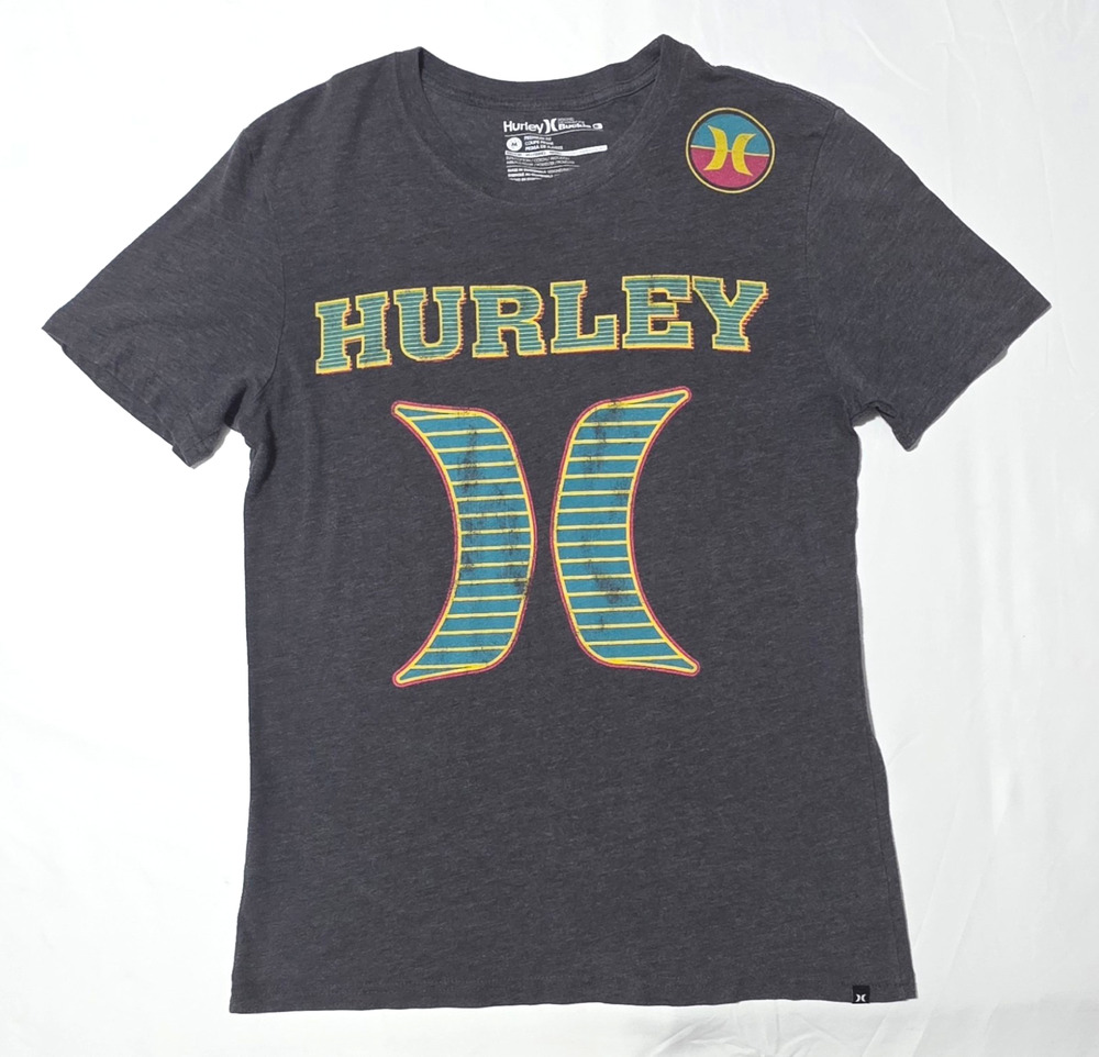 Hurley Buckle Exclusive Mens T Shirt Medium Dark Gray H-Bomb Logo Graphic Tee